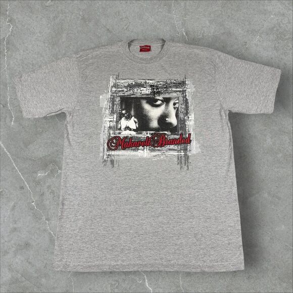 Vintage 2Pac Makaveli Branded Tee Shirt Nose Ring Thug Life Y2K Diamond Chain XL - Picture 1 of 7